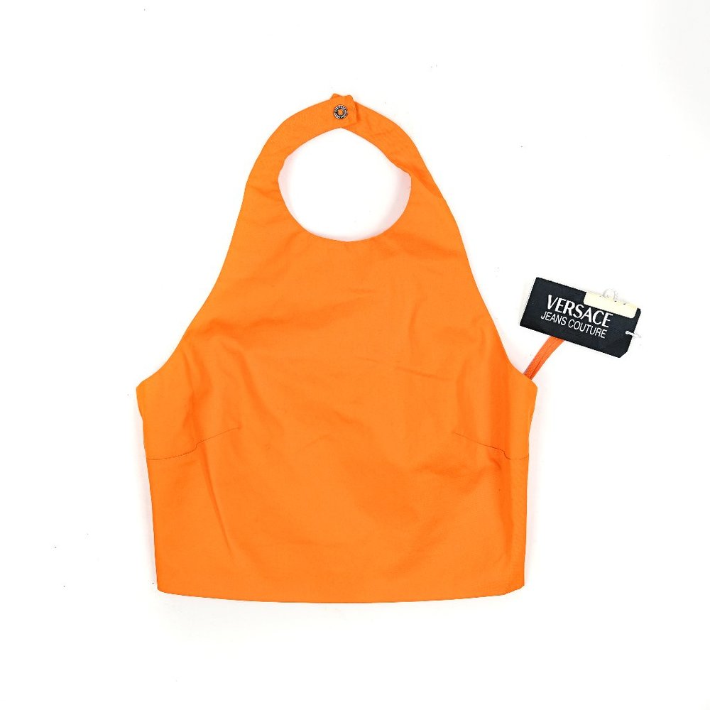 Versace Jeans Couture Orange Halter Crop Top S